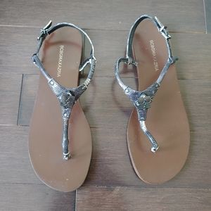 BCBGMaxAzria Faux Snakeskin Flat Sandals